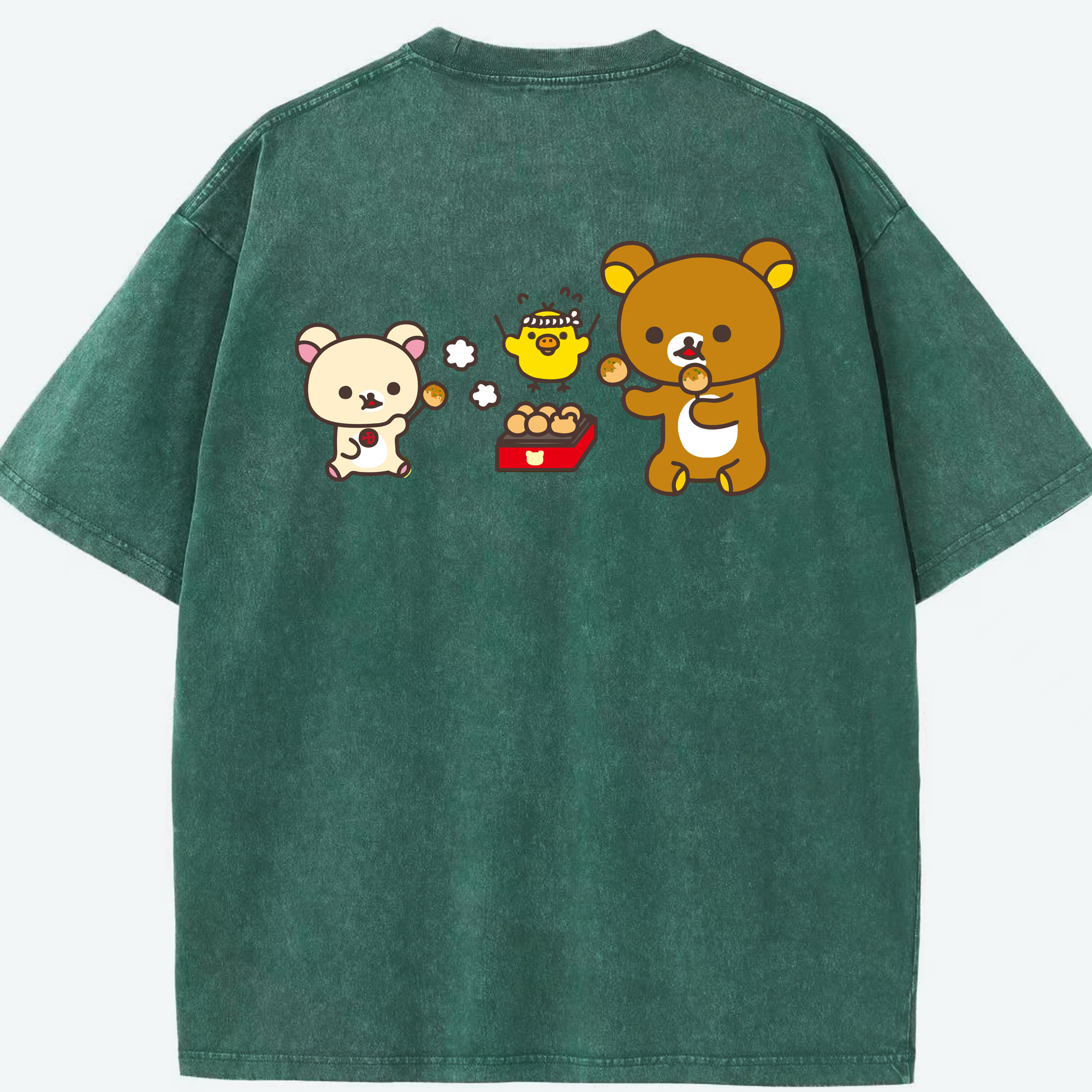 （画像用） リラックマ リラックマ キイロイトリ Rilakkuma Korilakkuma Kiiroitori 綿100% ヴィンテージ風 半袖Tシャツ（背面プリント）